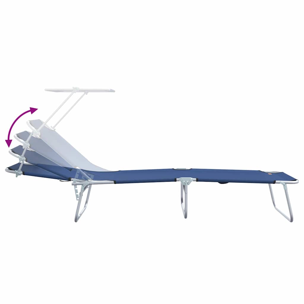 Sun Lounger Folding 2-person 2 pcs Blue 58 x 188 x 77cm Fabric